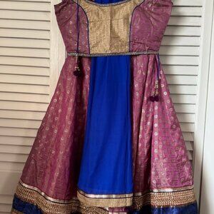 Pink and Blue Garba Lehenga